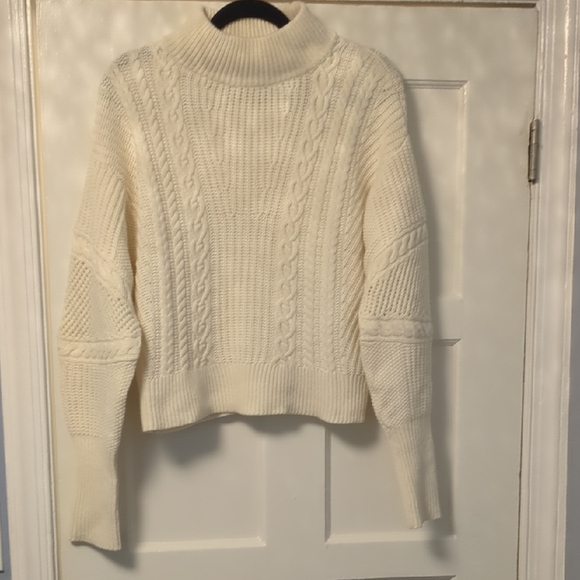 Veronica Beard "Bertilda" Cream Cable Knit Turtleneck Sweater - Picture 4 of 8